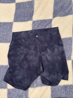 lululemon athletica Women's High-Rise Navy Tie-Dye Bike Shorts
